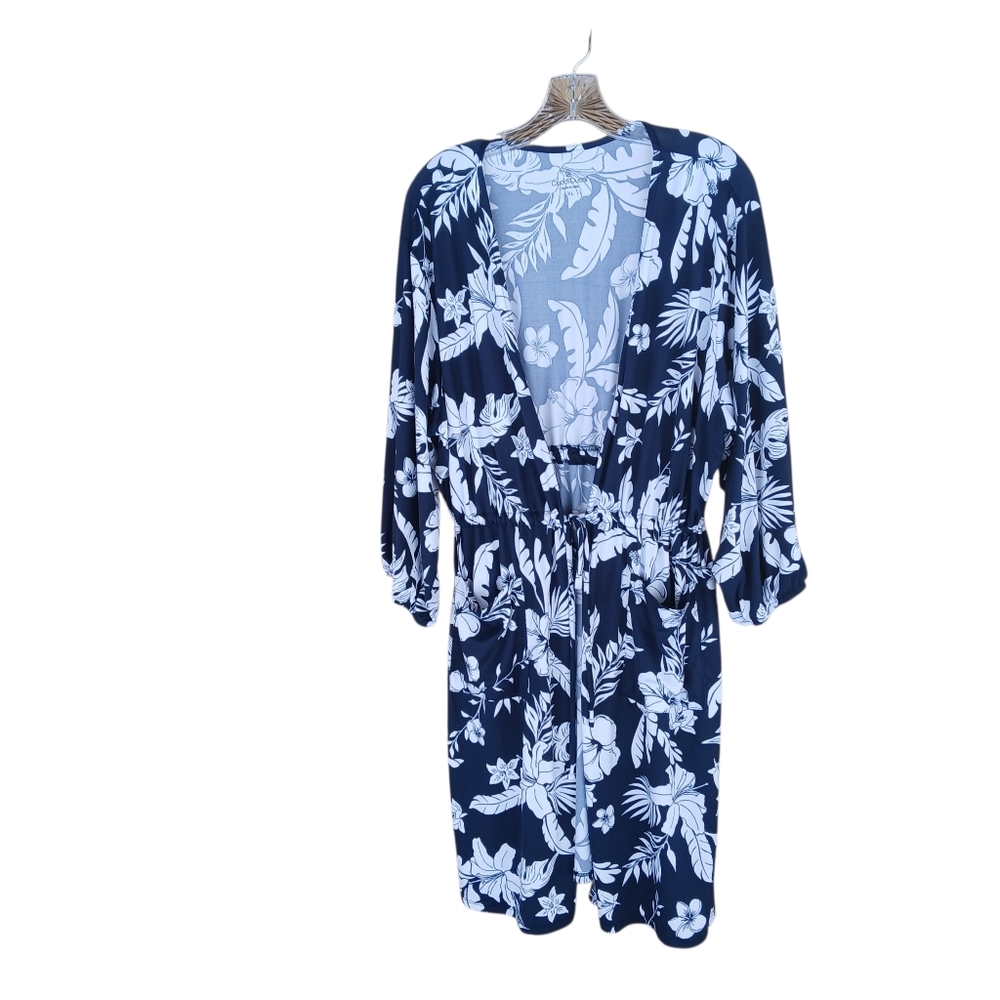 Cuddl Duds Cool & Airy Navy Floral Robe XL